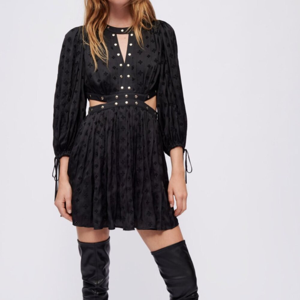 Maje Studded embroidered satin dress Size 36